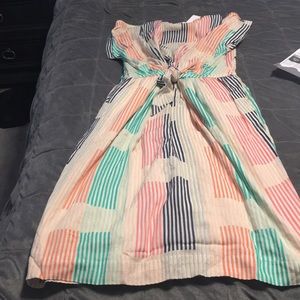 NWT Lou & Grey Geo Tie Waist Pocket Midi Dress